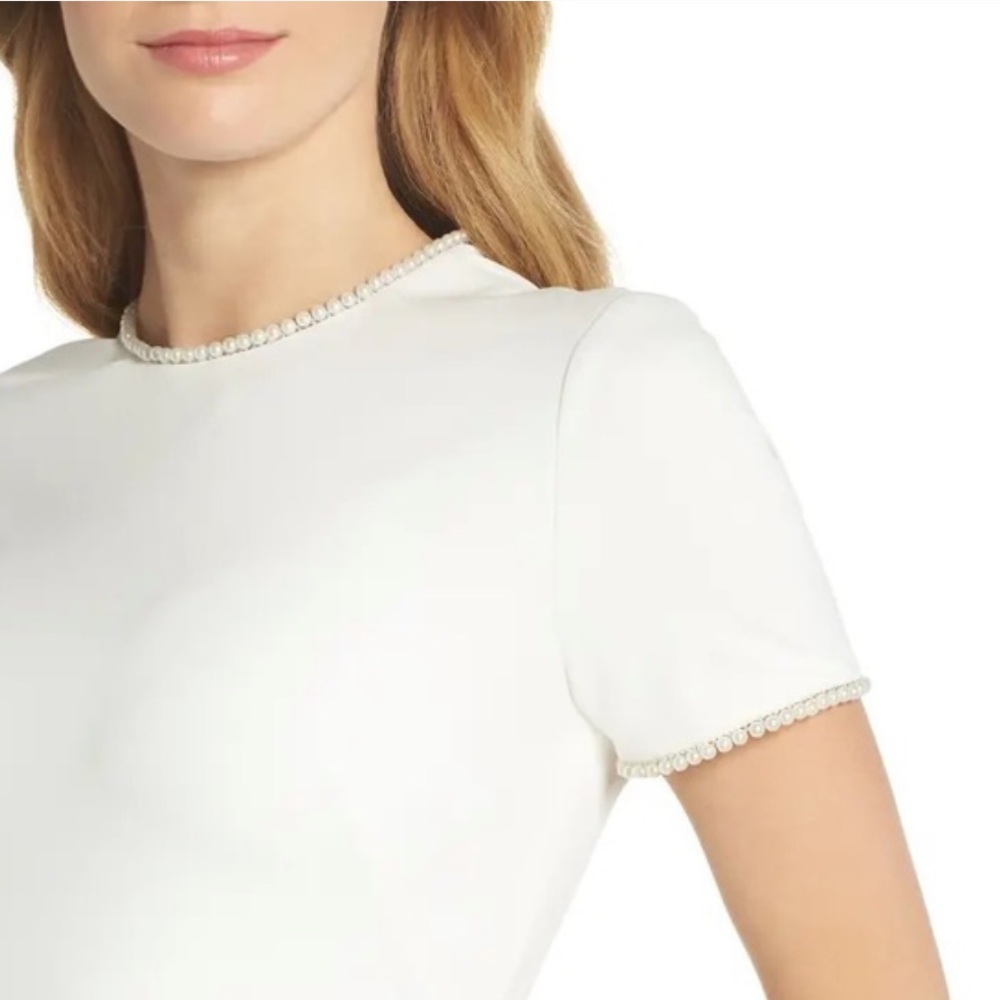 Gal Meets Glam Collection Pearl White Short Sleeve Dress, Size 2